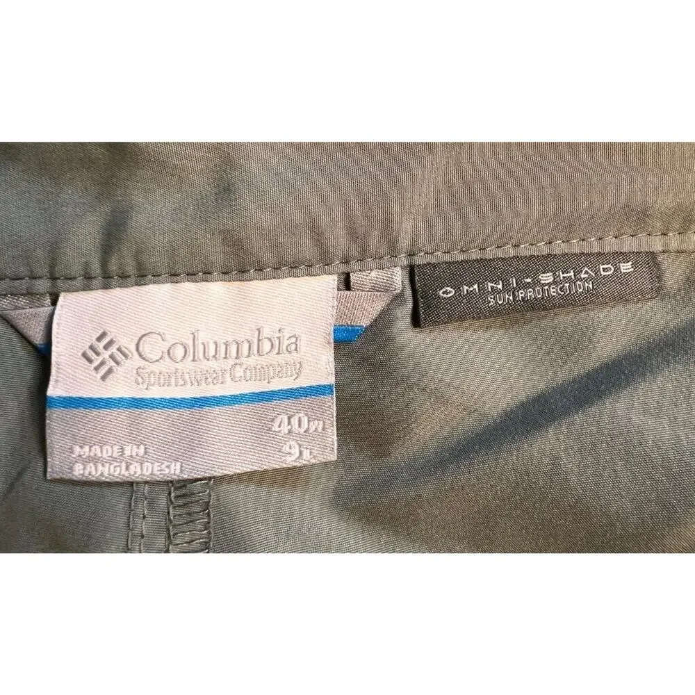 Columbia Mens Omni Shade Casual Shorts Gray Flat Front Pockets Zipper Active 40
